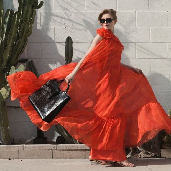 Mac Duggal Croco Leather Buckle Detail Maxi Tote Bag - Picture 3 of 12